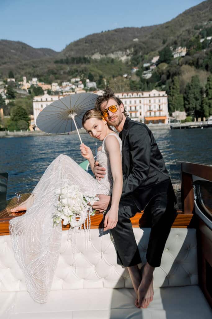 Lake Como Boat Photoshoot luxury lake como wedding 10