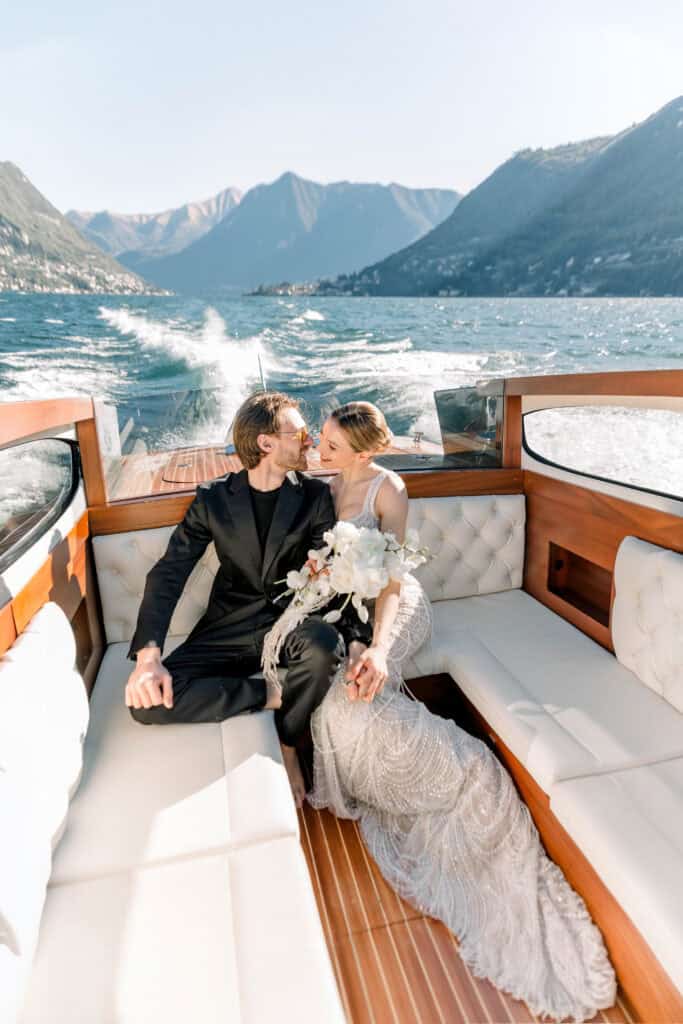 Lake Como Boat Photoshoot romantic lake como couple 01